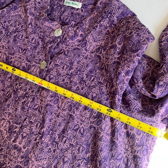 Ulla Popken Sz XXL Purple Mosaic Texture Longline Jacket Pearl Buttons VTG - Picture 10 of 10